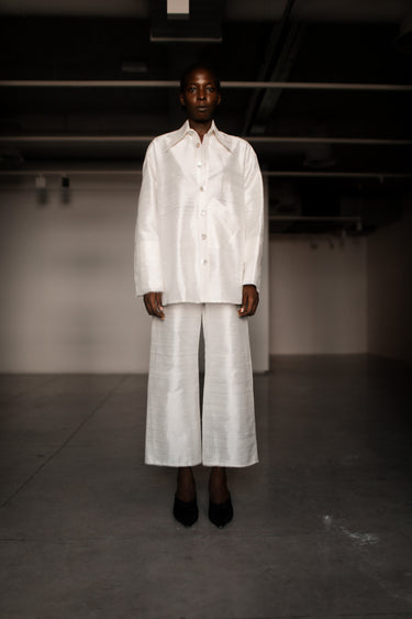Ellie Silk Shantung Shirt - Ecru