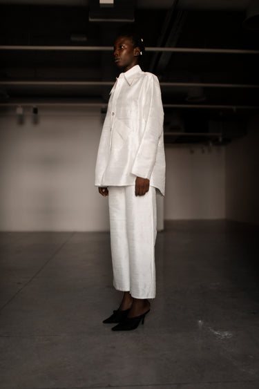 Ellie Silk Shantung Shirt - Ecru