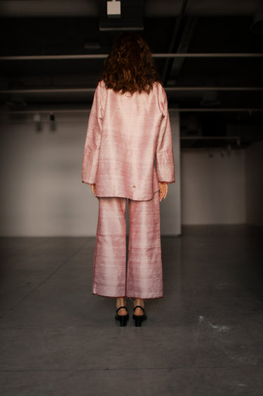 Ellie Silk Shantung Shirt - Rosewood