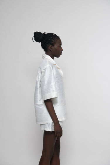 Sandra Silk Shantung Shirt - Ecru