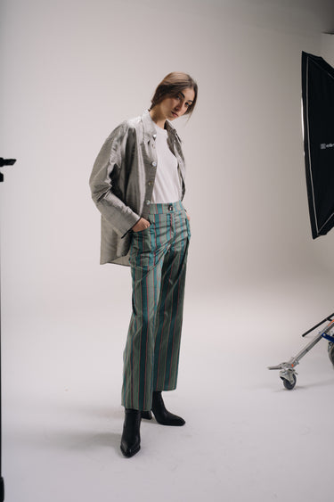 Ellie Silk Shantung Shirt - Pearl Grey