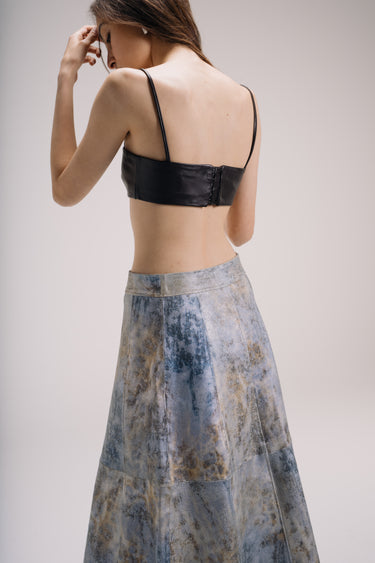 Artemise Leather Skirt - Golden Denim