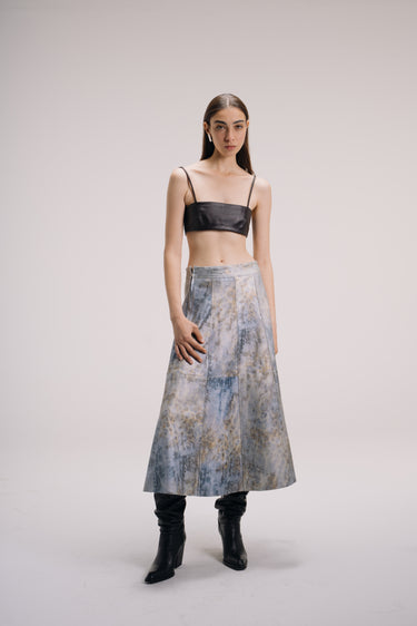 Artemise Leather Skirt - Golden Denim