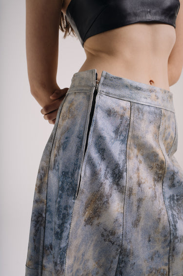 Artemise Leather Skirt - Golden Denim