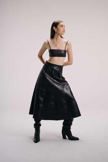 Artemise Leather Skirt - Black
