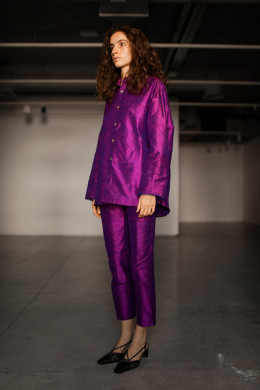 Ellie Silk Shantung Shirt - Indian Violet
