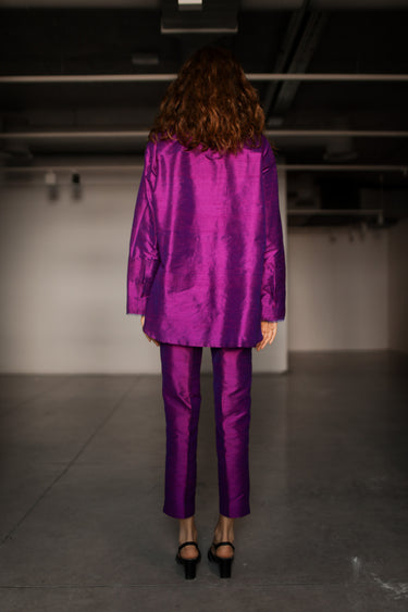 Ellie Silk Shantung Shirt - Indian Violet