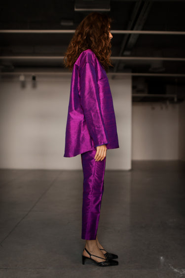 Ellie Silk Shantung Shirt - Indian Violet