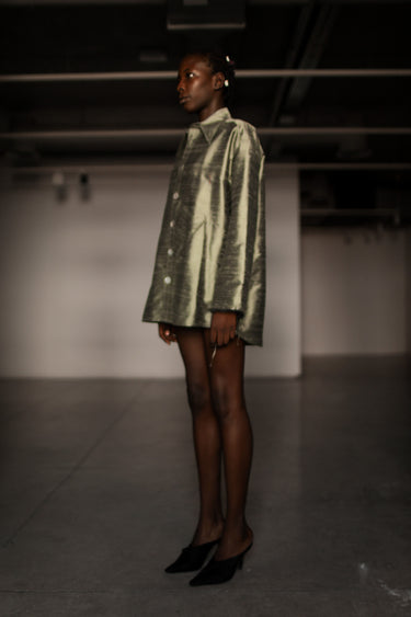Ellie Silk Shantung Shirt - Sage Army