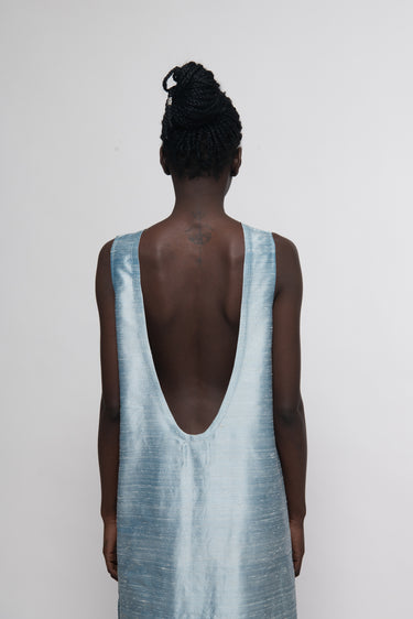 Sonia Silk Shantung Dress - Cinderella Blue