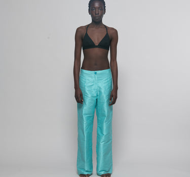 Ira Silk Shantung Pants - Aqua Turquoise