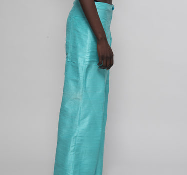 Ira Silk Shantung Pants - Aqua Turquoise