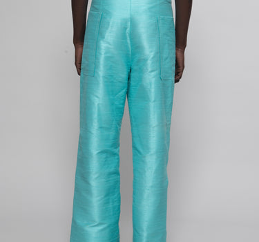 Ira Silk Shantung Pants - Aqua Turquoise