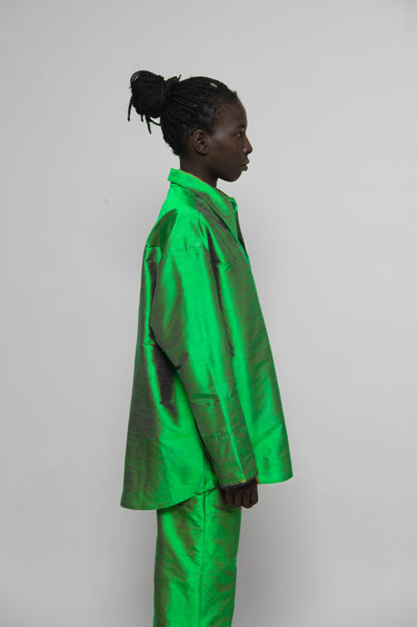 Ellie Silk Shantung Shirt - Meadow Green