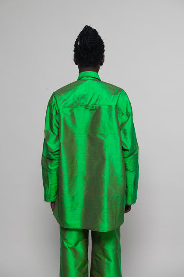 Ellie Silk Shantung Shirt - Meadow Green