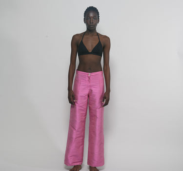 Ira Silk Shantung Pants - Barbie Pink