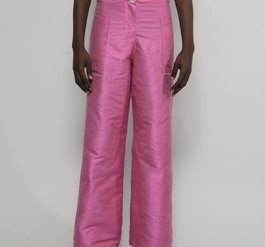Ira Silk Shantung Pants - Barbie Pink