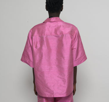 Sandra Silk Shantung Shirt - Barbie Pink