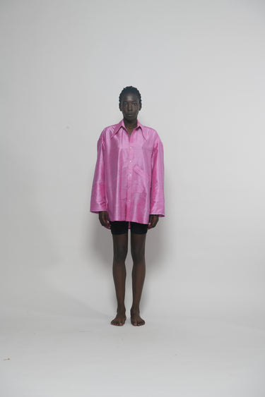 Ellie Silk Shantung Shirt - Violet Blush