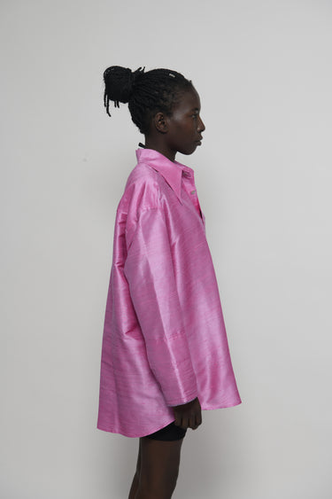 Ellie Silk Shantung Shirt - Violet Blush