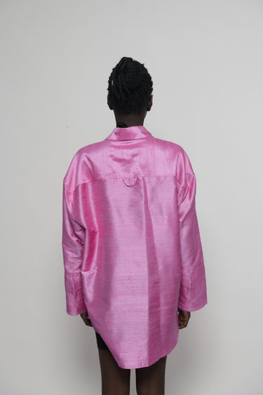 Ellie Silk Shantung Shirt - Violet Blush