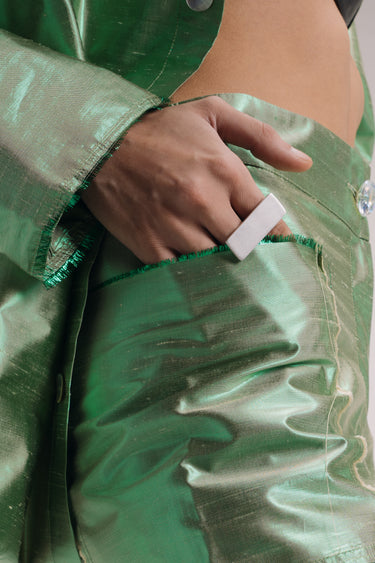Ira Silk Shantung Pants - Shimmer Mint