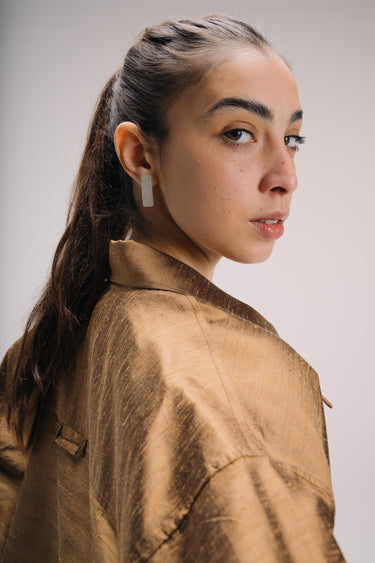 Ellie Silk Shantung Shirt - Bronze