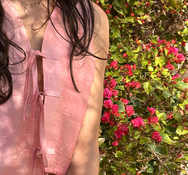 Cléa Silk Shantung Blouse - Baby Pink - SAMPLE